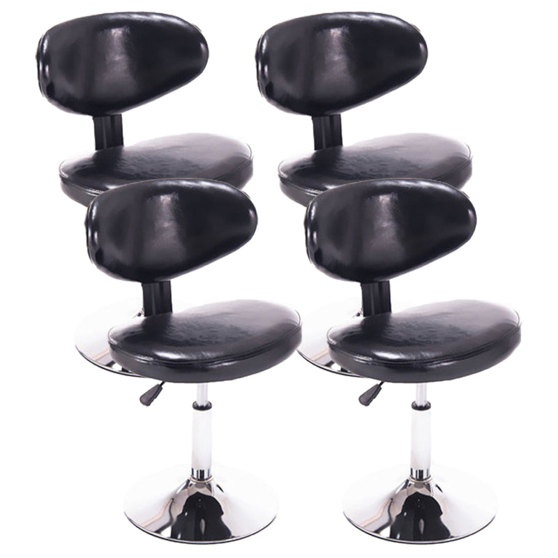 Taburetes escandinavos de cuero con altura ajustable, taburetes de bar giratorios plateados con respaldo bajo