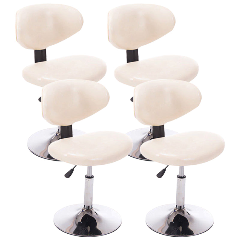 Taburetes escandinavos de cuero con altura ajustable, taburetes de bar giratorios plateados con respaldo bajo