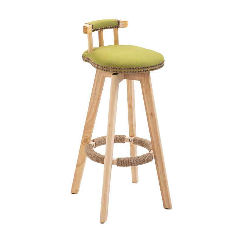Taburetes escandinavos de madera natural para mostrador, taburetes de bar con respaldo bajo y reposapiés