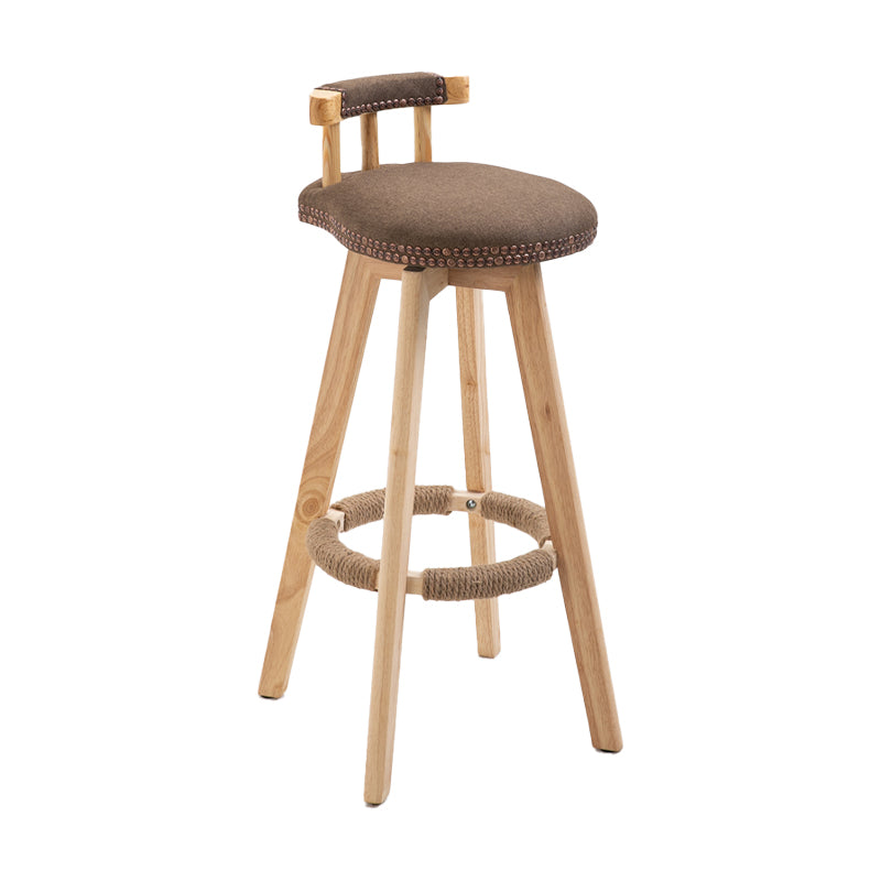 Taburetes escandinavos de madera natural para mostrador, taburetes de bar con respaldo bajo y reposapiés