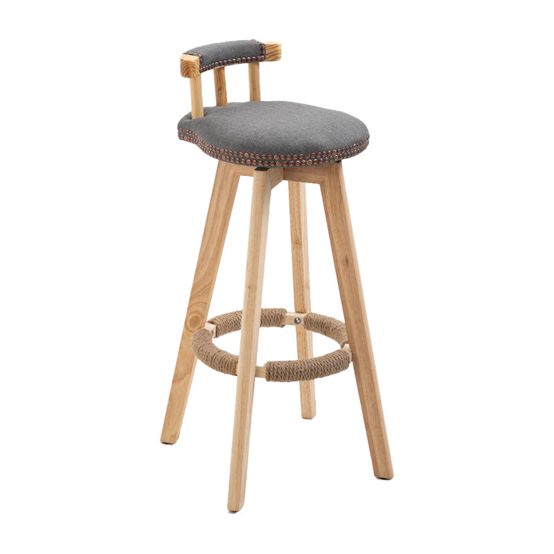 Taburetes escandinavos de madera natural para mostrador, taburetes de bar con respaldo bajo y reposapiés