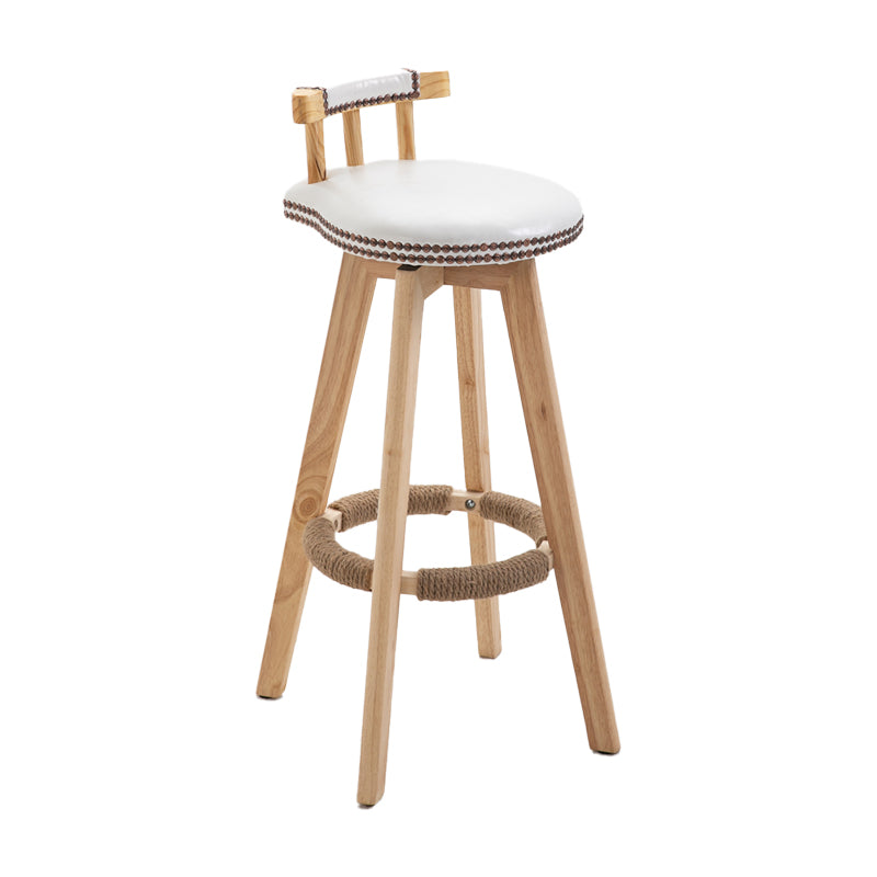 Taburetes escandinavos de madera natural para mostrador, taburetes de bar con respaldo bajo y reposapiés