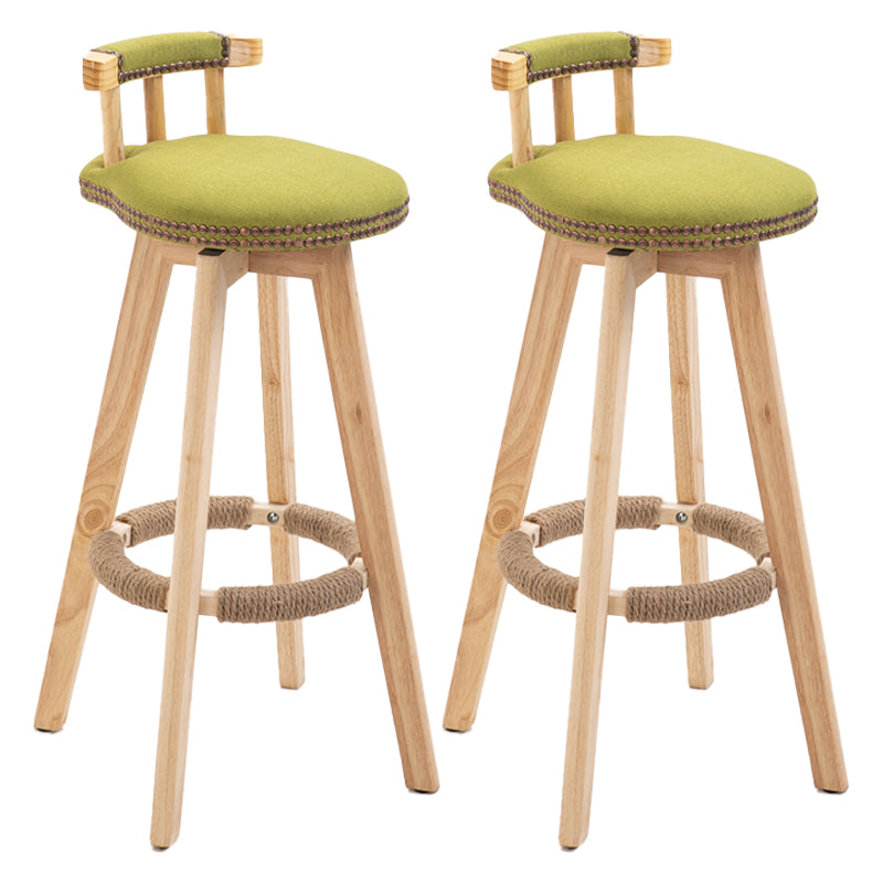 Taburetes escandinavos de madera natural para mostrador, taburetes de bar con respaldo bajo y reposapiés