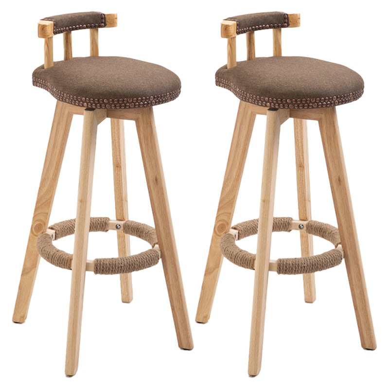 Taburetes escandinavos de madera natural para mostrador, taburetes de bar con respaldo bajo y reposapiés