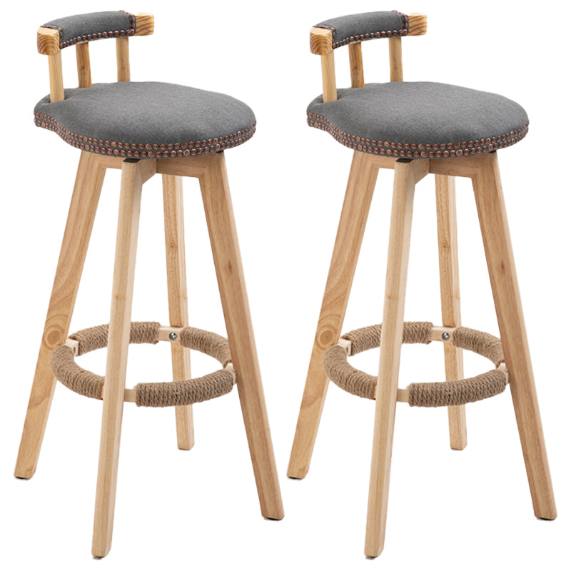 Taburetes escandinavos de madera natural para mostrador, taburetes de bar con respaldo bajo y reposapiés
