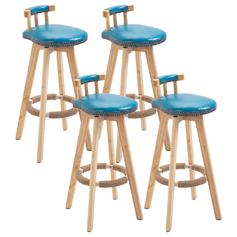 Taburetes escandinavos de madera natural para mostrador, taburetes de bar con respaldo bajo y reposapiés