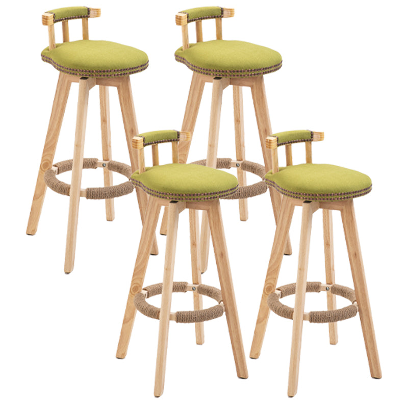 Taburetes escandinavos de madera natural para mostrador, taburetes de bar con respaldo bajo y reposapiés