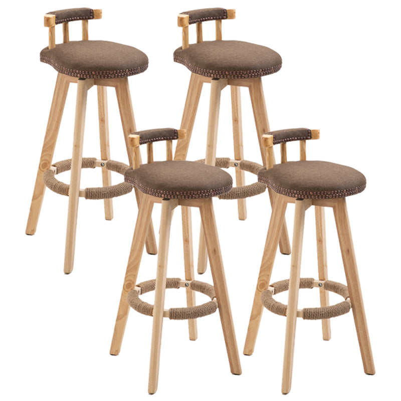 Taburetes escandinavos de madera natural para mostrador, taburetes de bar con respaldo bajo y reposapiés