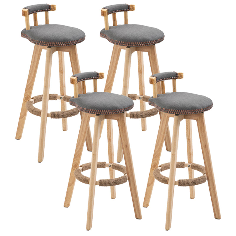 Taburetes escandinavos de madera natural para mostrador, taburetes de bar con respaldo bajo y reposapiés