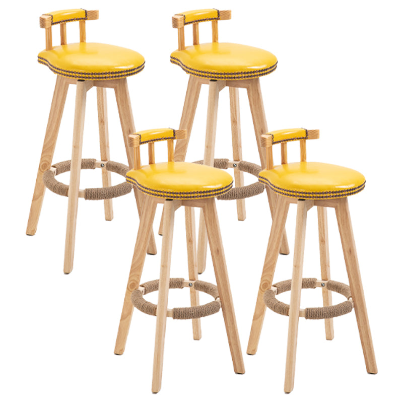 Taburetes escandinavos de madera natural para mostrador, taburetes de bar con respaldo bajo y reposapiés