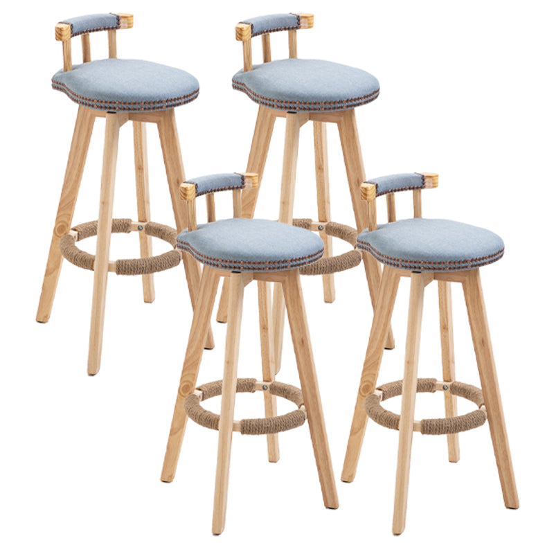 Taburetes escandinavos de madera natural para mostrador, taburetes de bar con respaldo bajo y reposapiés