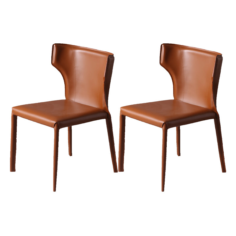 Contemporary Style Wingback Chair Armless Leather Dining Chairs