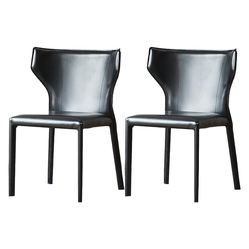 Contemporary Style Wingback Chair Armless Leather Dining Chairs
