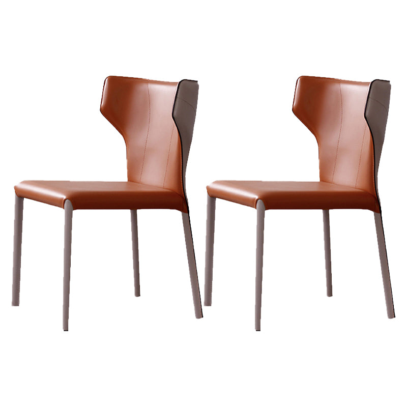 Contemporary Style Wingback Chair Armless Leather Dining Chairs