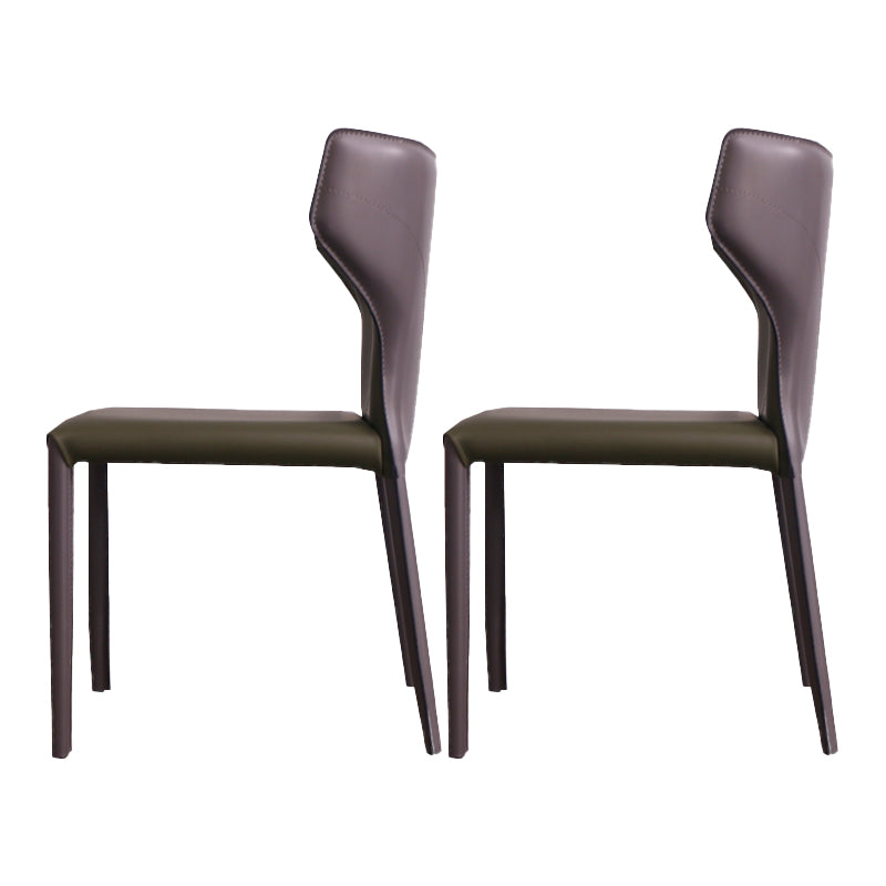 Contemporary Style Wingback Chair Armless Leather Dining Chairs