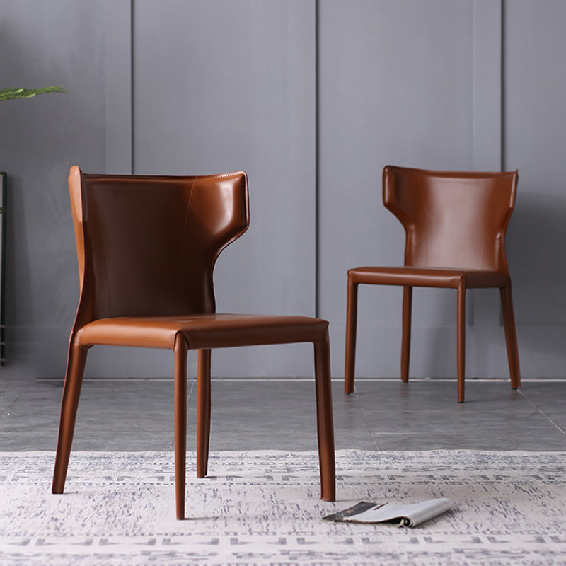 Contemporary Style Wingback Chair Armless Leather Dining Chairs
