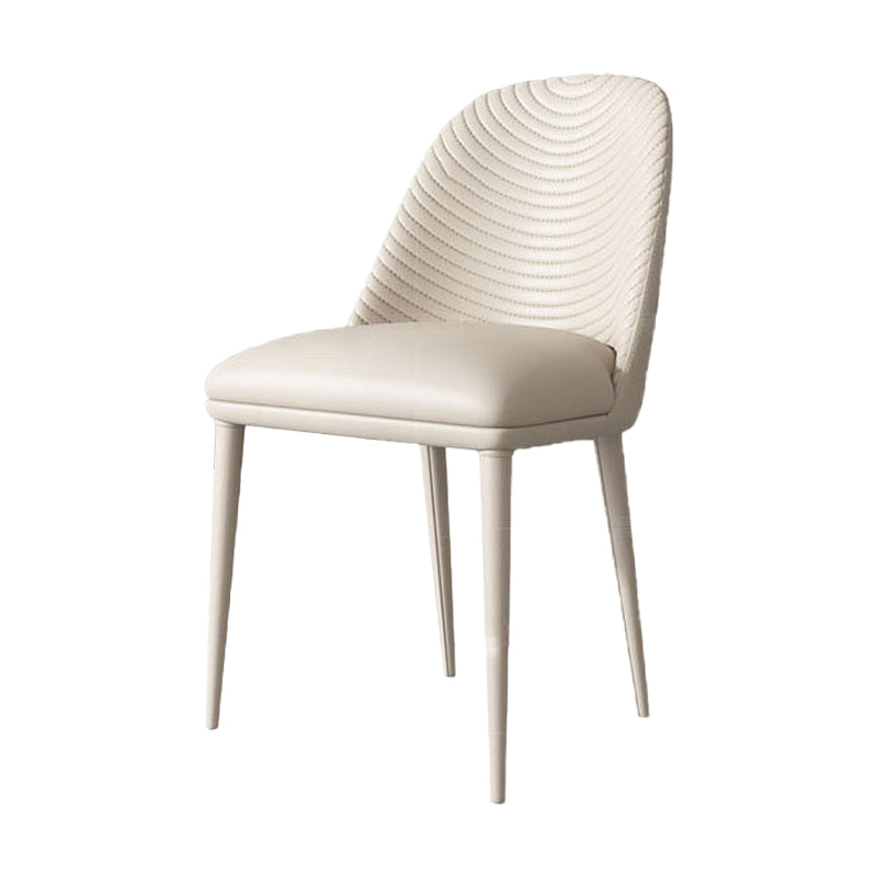 Chaises de salle à manger en cuir de chaise à dossier solide sans accoudoirs de style contemporain pour la cuisine