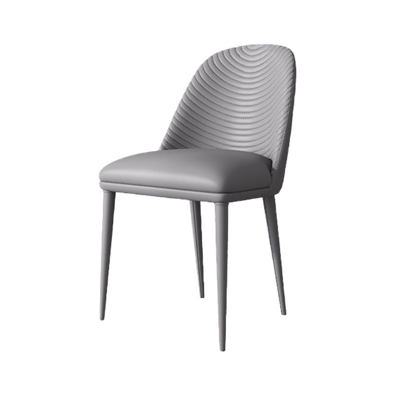 Chaises de salle à manger en cuir de chaise à dossier solide sans accoudoirs de style contemporain pour la cuisine