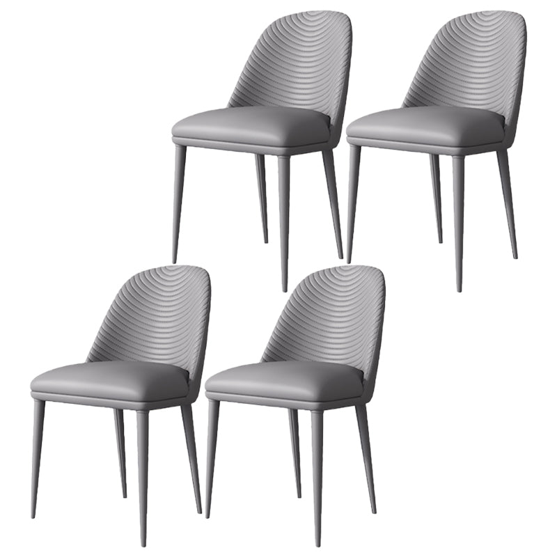 Chaises de salle à manger en cuir de chaise à dossier solide sans accoudoirs de style contemporain pour la cuisine