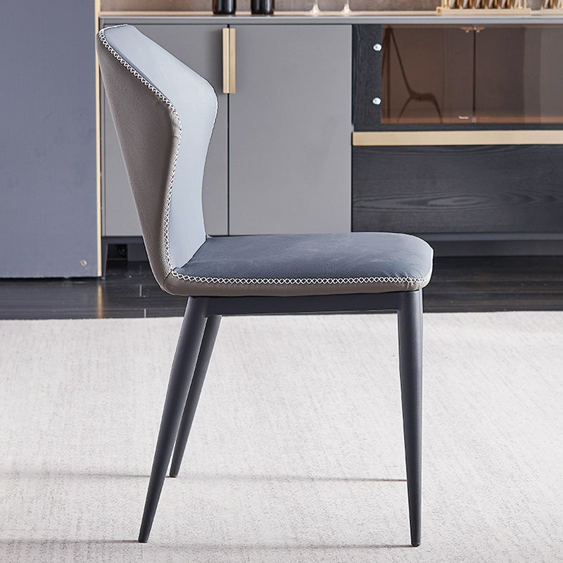 Chaises de salle à manger en cuir de chaise à oreilles sans accoudoirs de style contemporain