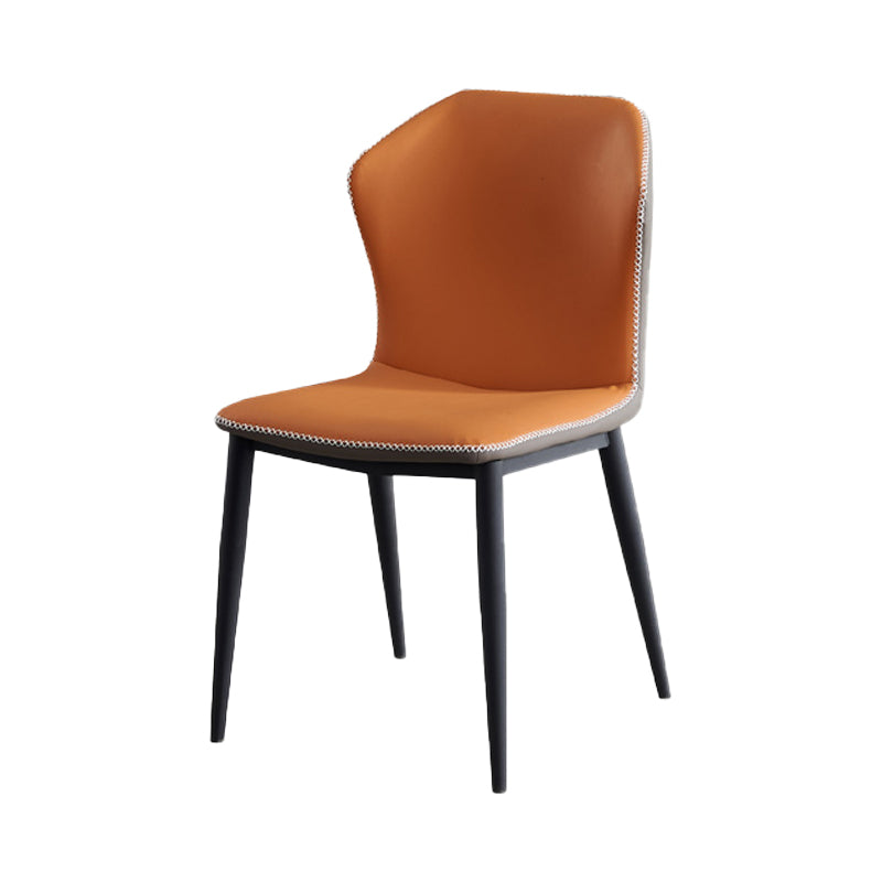 Chaises de salle à manger en cuir de chaise à oreilles sans accoudoirs de style contemporain