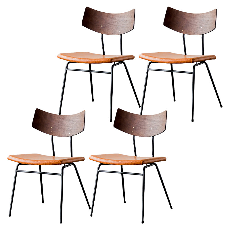 Chaises de salle à manger style contemporain Chaise sans accoudoirs à dossier ouvert avec pieds en métal