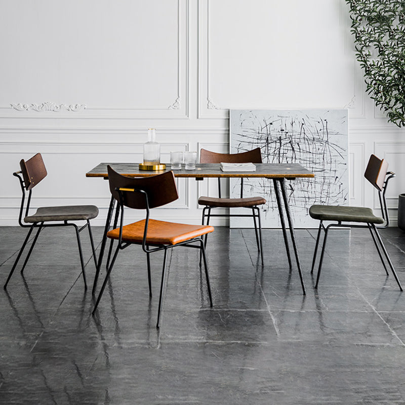 Chaises de salle à manger style contemporain Chaise sans accoudoirs à dossier ouvert avec pieds en métal