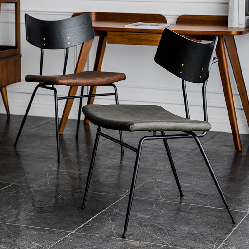 Chaises de salle à manger style contemporain Chaise sans accoudoirs à dossier ouvert avec pieds en métal