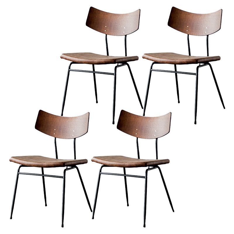 Chaises de salle à manger style contemporain Chaise sans accoudoirs à dossier ouvert avec pieds en métal