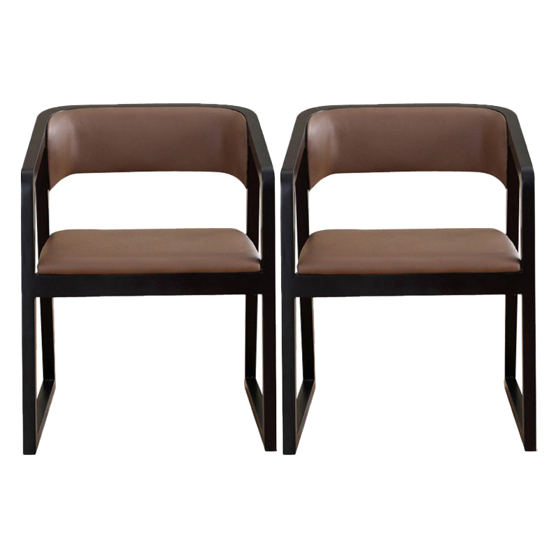Home Wood Traditional Dining Chair Open Back Dining Side Chair with Arm