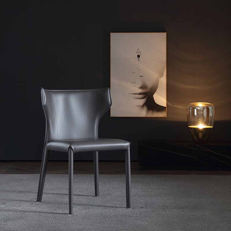 Moderne stijl thuiszijde stoel wingback lederen gestoffeerde eetkamerstoel