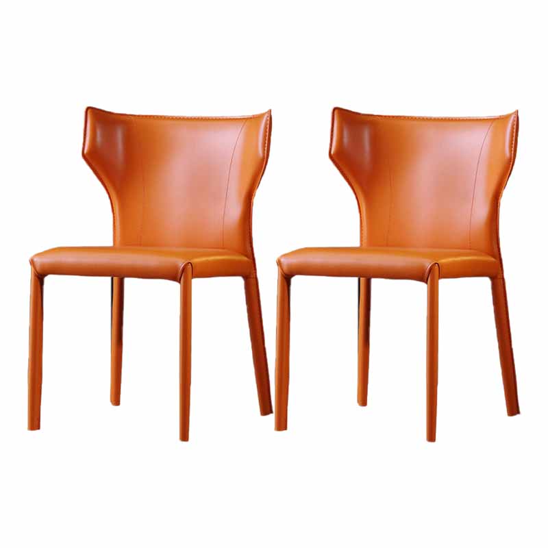 Moderne stijl thuiszijde stoel wingback lederen gestoffeerde eetkamerstoel