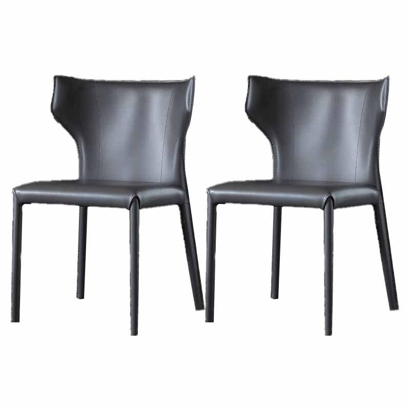 Moderne stijl thuiszijde stoel wingback lederen gestoffeerde eetkamerstoel
