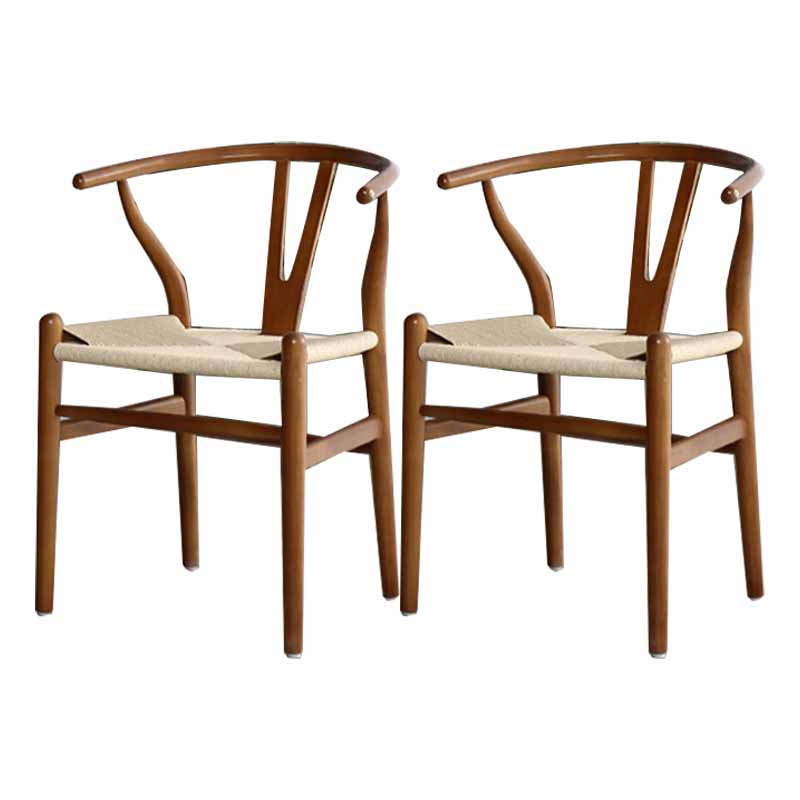Silla de comedor de madera maciza natural contemporánea con brazo Wishbone para restaurante