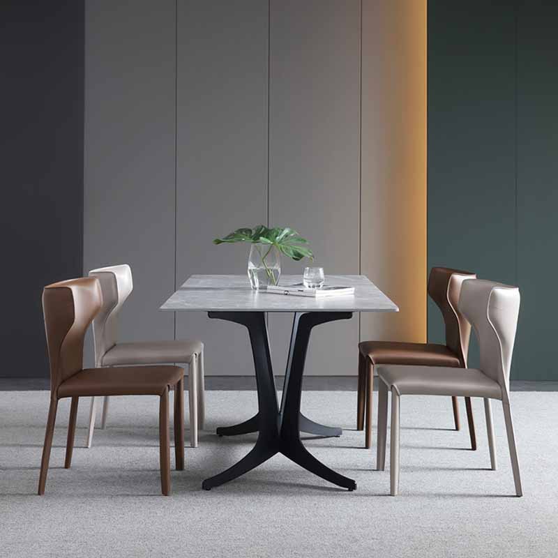 Silla lateral con respaldo lateral para restaurante, estilo diseñador, silla de comedor de cuero