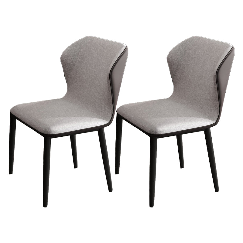 Restaurante contemporáneo Wingback Silla lateral Sillas de comedor de cuero con patas negras