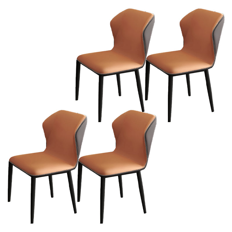 Restaurante contemporáneo Wingback Silla lateral Sillas de comedor de cuero con patas negras