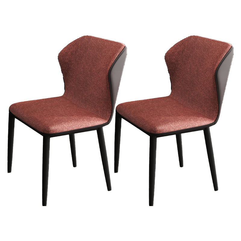 Restaurante contemporáneo Wingback Silla lateral Sillas de comedor de cuero con patas negras