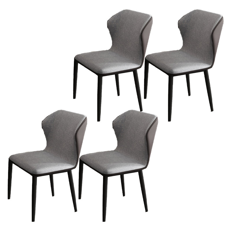Restaurante contemporáneo Wingback Silla lateral Sillas de comedor de cuero con patas negras