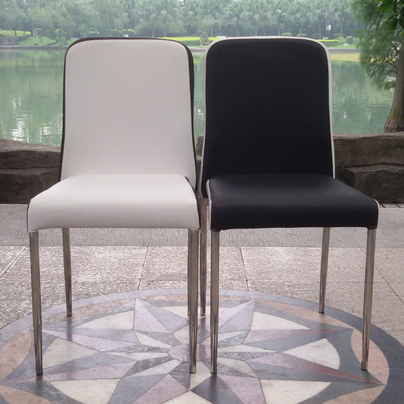 Sillas de comedor de estilo moderno, silla lateral sin brazos con patas de metal para cocina