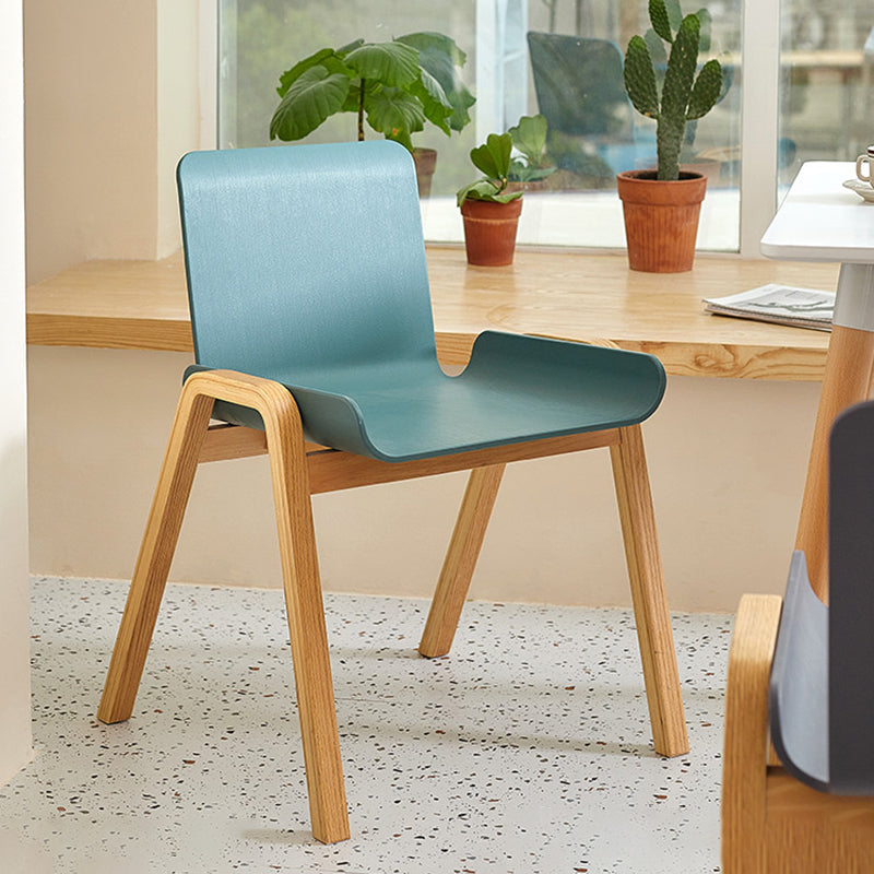 Silla de comedor de estilo moderno Silla auxiliar de cocina sin brazos con patas de madera