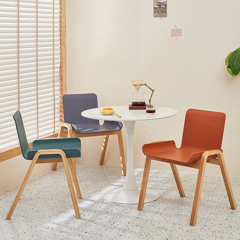 Silla de comedor de estilo moderno Silla auxiliar de cocina sin brazos con patas de madera