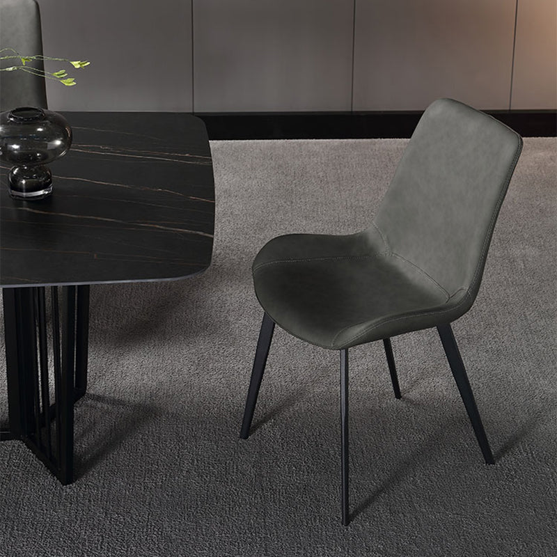 Sillas de comedor de estilo moderno, sillas laterales sin brazos con patas de metal para cocina