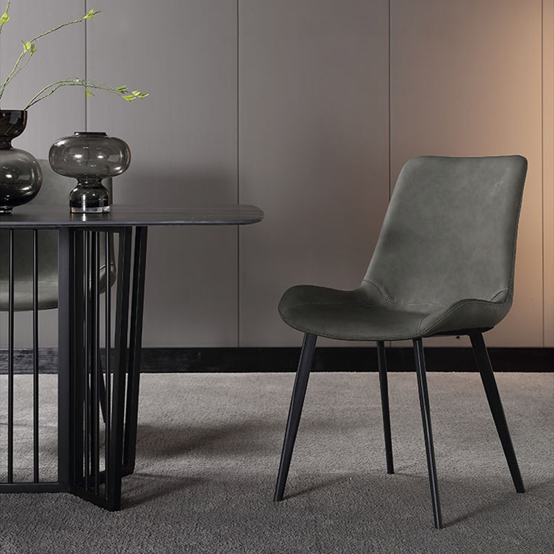 Sillas de comedor de estilo moderno, sillas laterales sin brazos con patas de metal para cocina