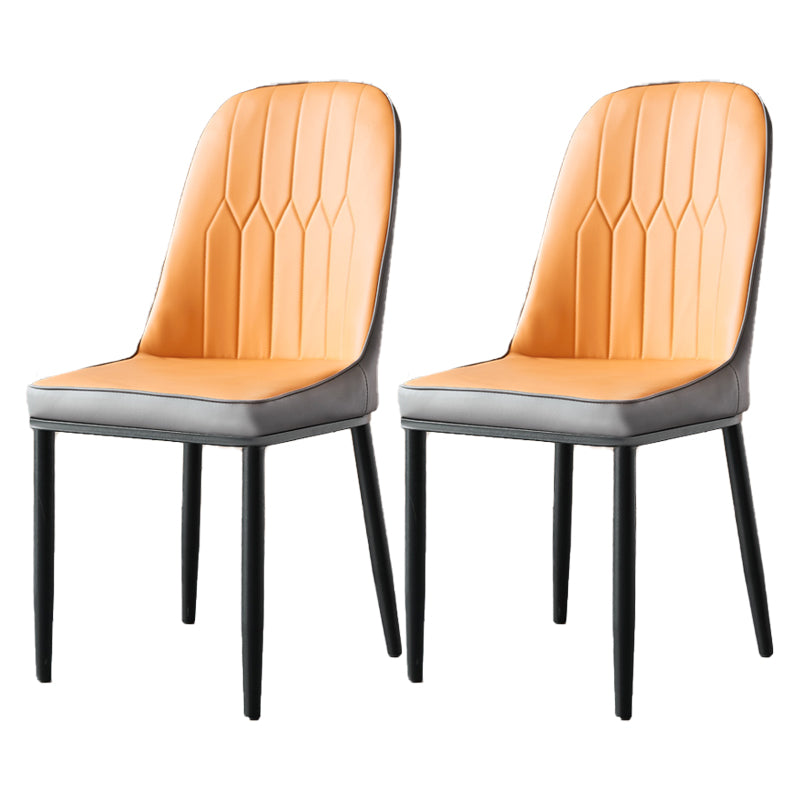 Sillas de comedor de estilo moderno, silla Parsons lateral sin brazos de metal para cocina