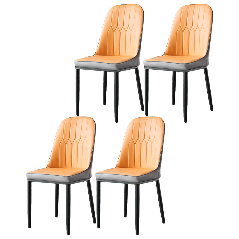 Sillas de comedor de estilo moderno, silla Parsons lateral sin brazos de metal para cocina