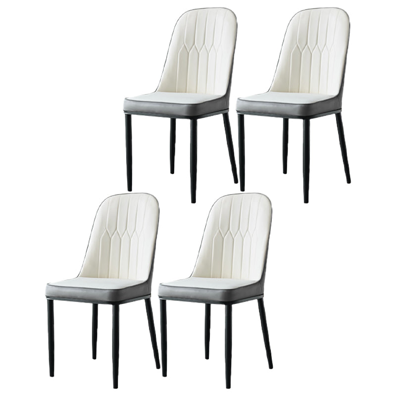 Sillas de comedor de estilo moderno, silla Parsons lateral sin brazos de metal para cocina