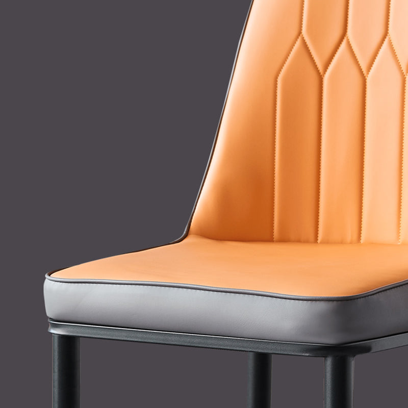 Sillas de comedor de estilo moderno, silla Parsons lateral sin brazos de metal para cocina