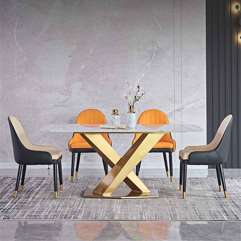 Sillas de comedor de estilo moderno Silla Parsons lateral con brazo de metal para cocina