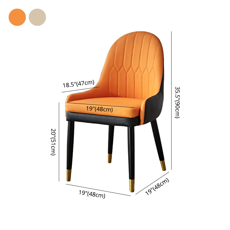Sillas de comedor de estilo moderno Silla Parsons lateral con brazo de metal para cocina